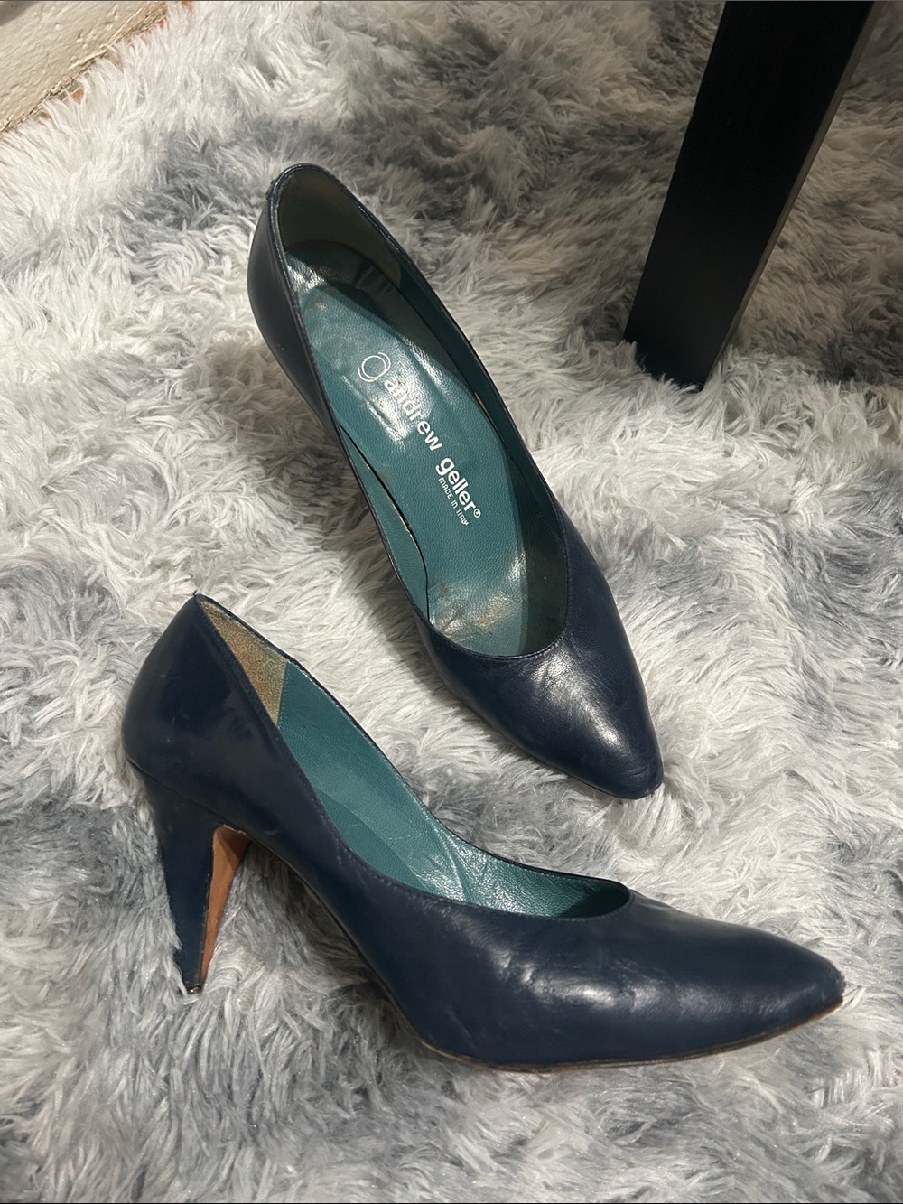 🇮🇹Andrew Geller Vintage Navy Leather Pumps